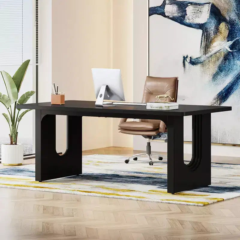 Scrivania direzionale moderna grande da 180 cm, superficie e telaio in MDF, design dalle linee pulite
