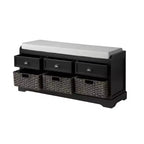 Panca Contenitore da Ingresso con Cuscino, 3 Cassetti e 3 Cesti, 111,76 cm L x 51,31 cm H