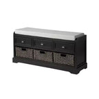 Panca Contenitore da Ingresso con Cuscino, 3 Cassetti e 3 Cesti, 111,76 cm L x 51,31 cm H