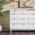 Comò orizzontale Mid-Century Modern a 9 cassetti, Pino massiccio, Gambe affusolate, 148,89 cm L