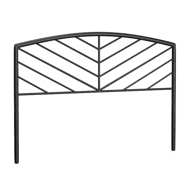 Testiera matrimoniale/queen in metallo, design a fuso a spina di pesce, finitura bronzo grigio, larghezza 53,75"