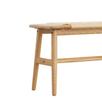 Panca in tela tessuta a mano e legno massello di rovere, 80 cm L x 30 cm P x 40,6 cm H, 136 kg