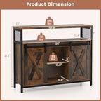 Madia buffet industriale con ante scorrevoli a fienile, 100 cm (L) x 33 cm (P) x 80 cm (A), 6 scomparti