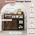 Madia buffet industriale con ante scorrevoli a fienile, 100 cm (L) x 33 cm (P) x 80 cm (A), 6 scomparti
