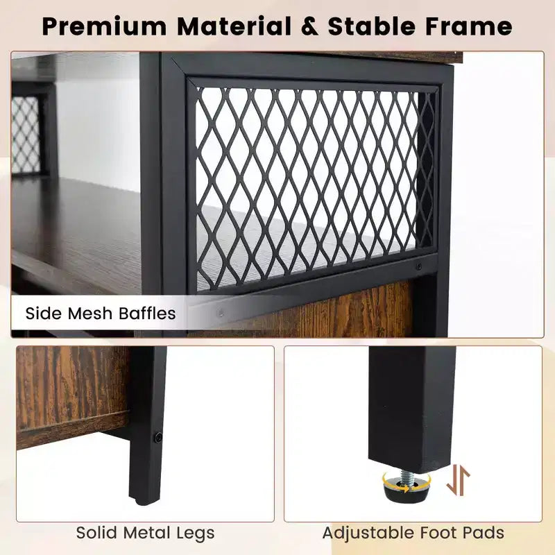 Madia buffet industriale con ante scorrevoli a fienile, 100 cm (L) x 33 cm (P) x 80 cm (A), 6 scomparti