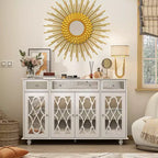 Famapy 55.1 Wide 3 Drawer Sideboard with Modern Design Cabinet Mirror Sideboard Buffet Cabinet Buffet