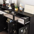Credenza a specchio da 55", 3 cassetti, 4 ante e 6 ripiani