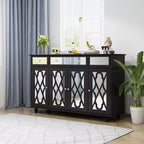 Credenza a specchio da 55", 3 cassetti, 4 ante e 6 ripiani