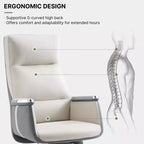 Sedia da ufficio direzionale con schienale alto, pelle siliconica, supporto lombare, braccioli regolabili