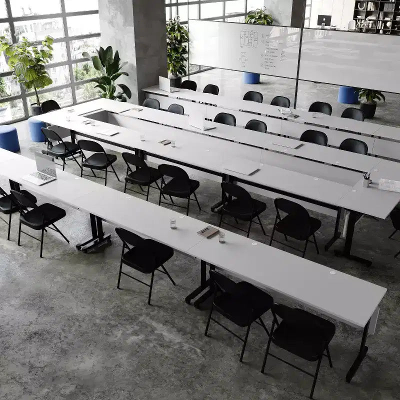 Tavolo da formazione ribaltabile e impilabile, struttura in acciaio, capacità 136 kg, ruote con blocco