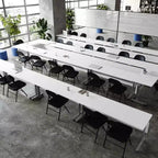 Tavolo da formazione ribaltabile e impilabile, struttura in acciaio, capacità 136 kg, ruote con blocco