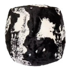 Pouf Ottomano in Ecopelliccia Stampa Mucca, 50 cm Diametro x 35 cm H, Capacità 90 kg, Per Interni