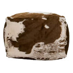 Pouf Ottomano in Ecopelliccia Stampa Mucca, 50 cm Diametro x 35 cm H, Capacità 90 kg, Per Interni