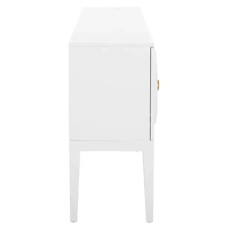 Credenza bianca lucida, 3 ante e 2 ripiani regolabili, 137L x 35,5P x 76A