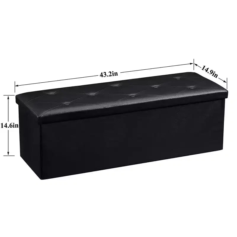 Panca pouf contenitore pieghevole, similpelle, capacità 300 kg, 40 cm L x 38 cm H