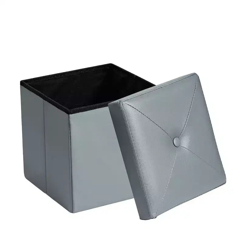 Panca pouf contenitore pieghevole, similpelle, capacità 300 kg, 40 cm L x 38 cm H