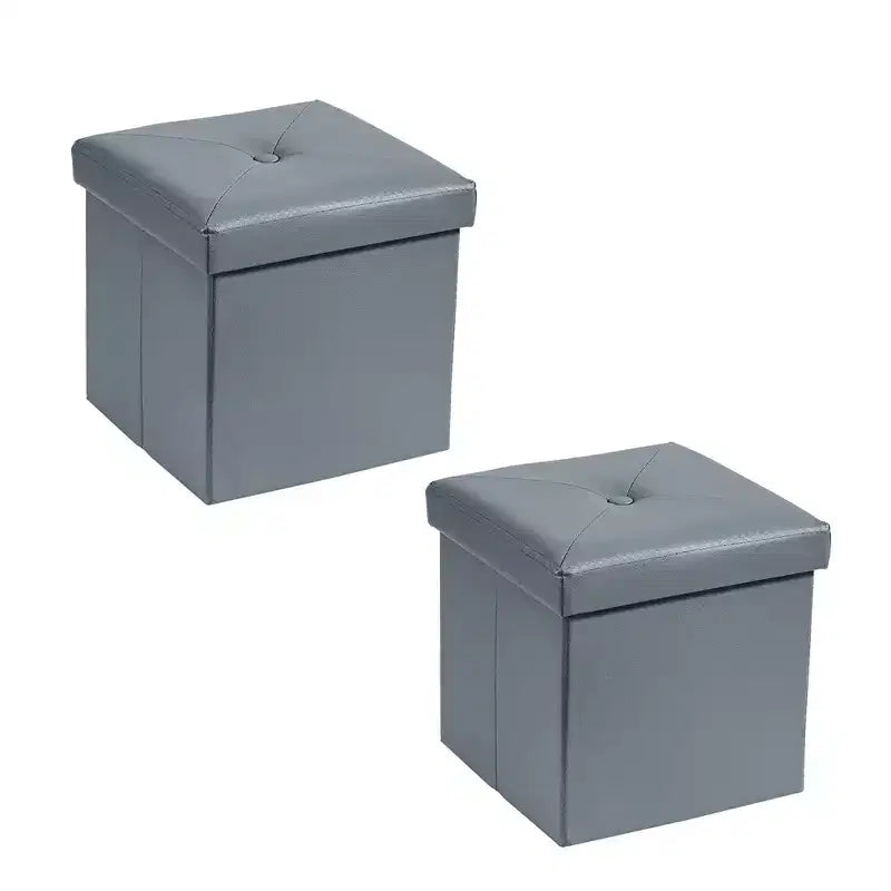 Panca pouf contenitore pieghevole, similpelle, capacità 300 kg, 40 cm L x 38 cm H