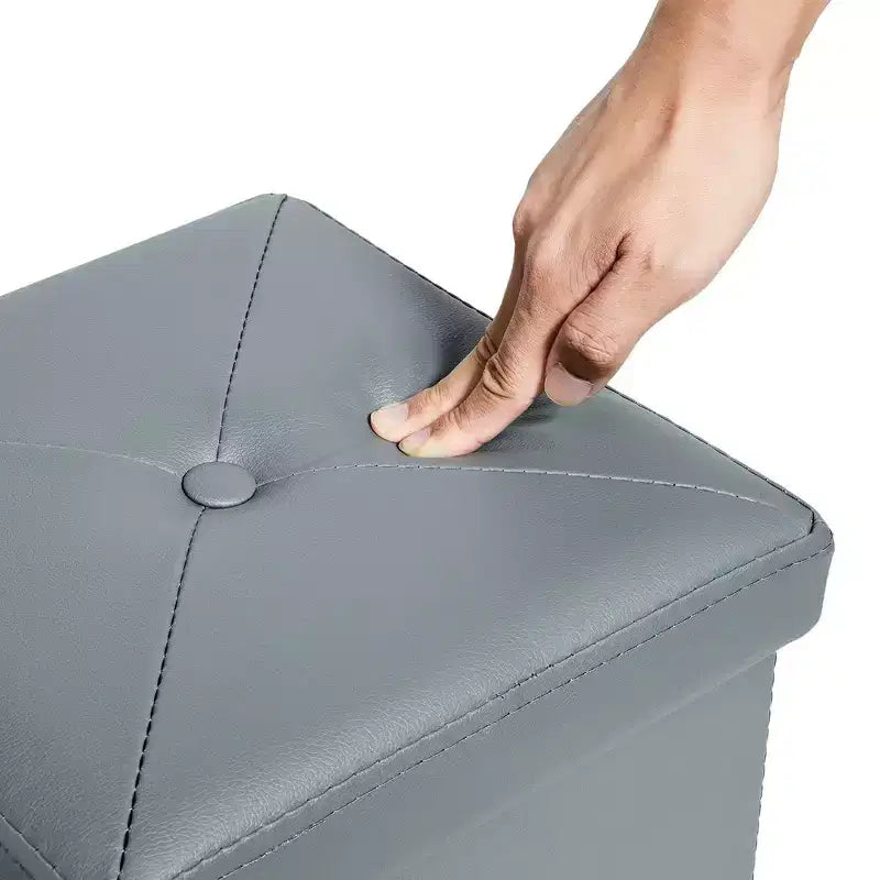 Panca pouf contenitore pieghevole, similpelle, capacità 300 kg, 40 cm L x 38 cm H