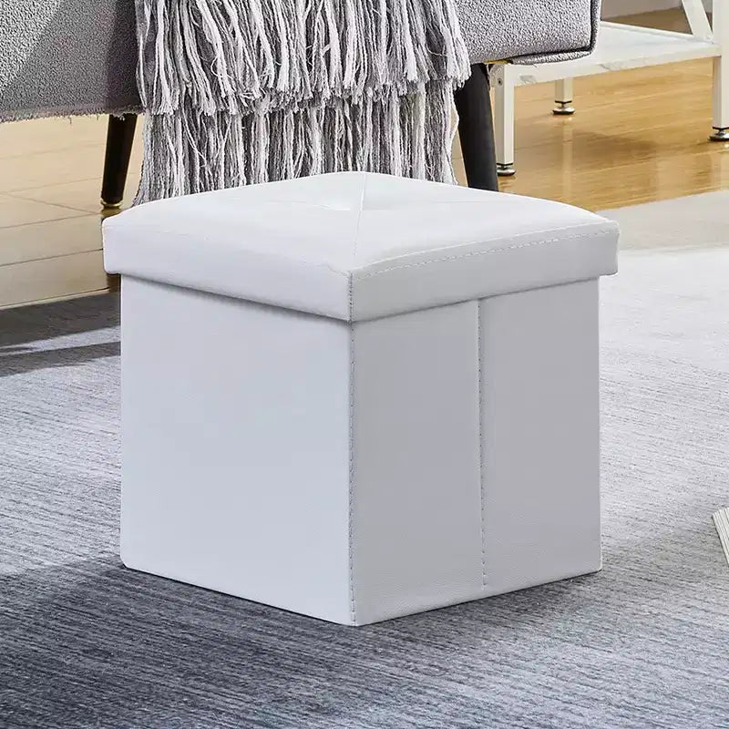 Panca pouf contenitore pieghevole, similpelle, capacità 300 kg, 40 cm L x 38 cm H