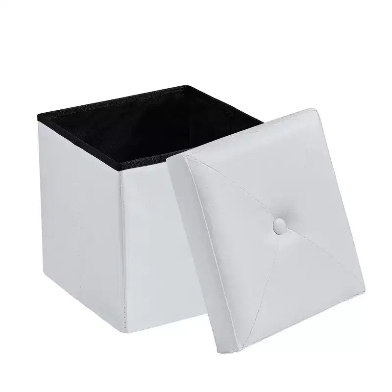 Panca pouf contenitore pieghevole, similpelle, capacità 300 kg, 40 cm L x 38 cm H
