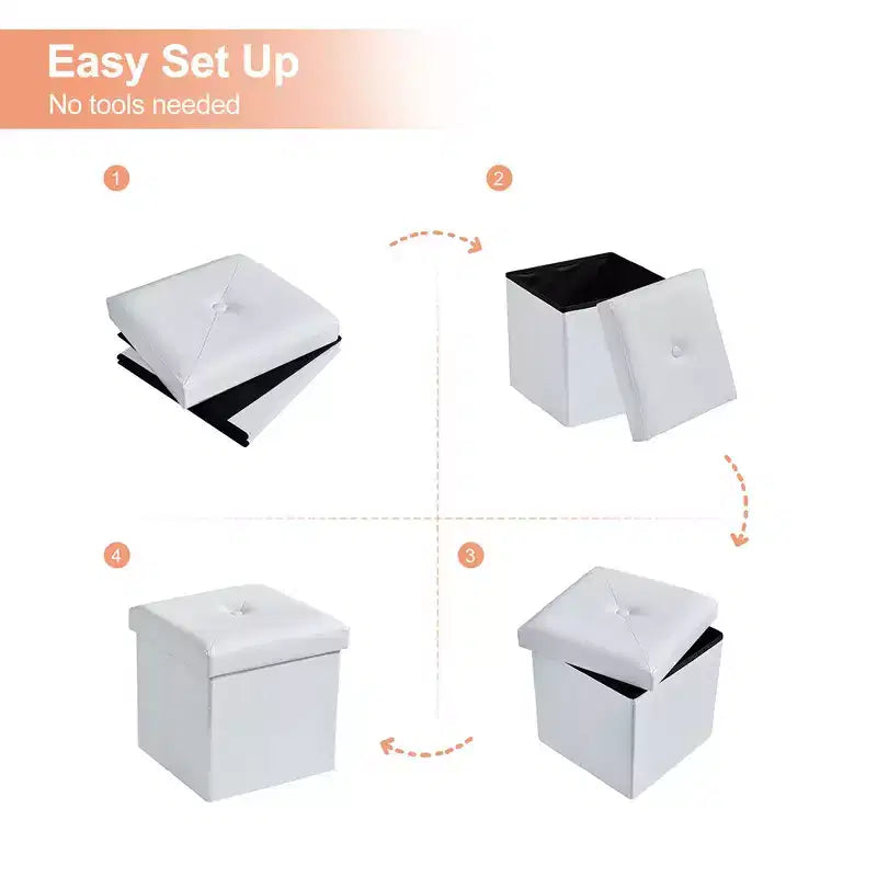 Panca pouf contenitore pieghevole, similpelle, capacità 300 kg, 40 cm L x 38 cm H