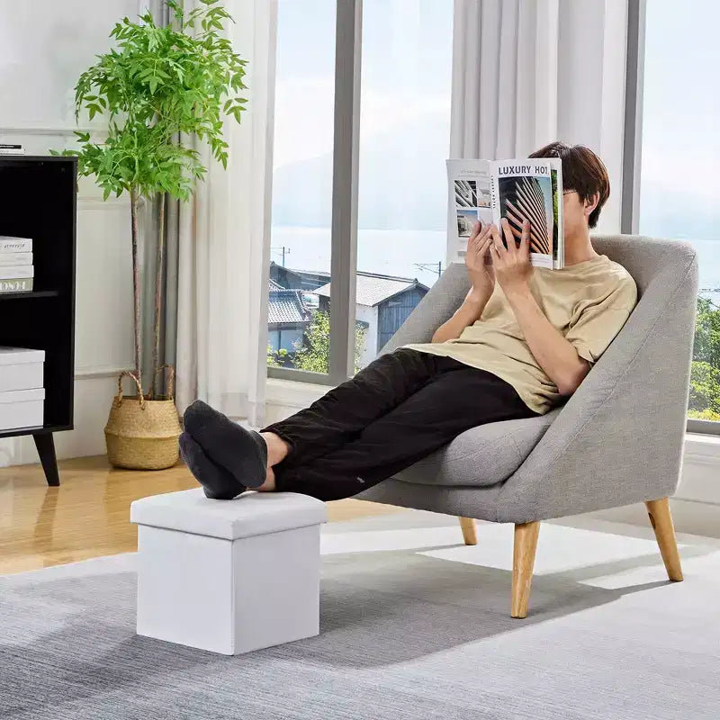 Panca pouf contenitore pieghevole, similpelle, capacità 300 kg, 40 cm L x 38 cm H