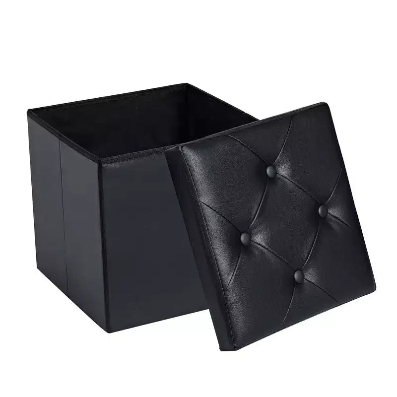 Panca pouf contenitore pieghevole, similpelle, capacità 300 kg, 40 cm L x 38 cm H