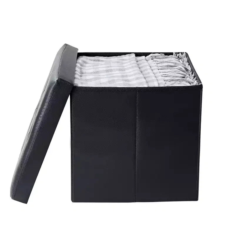Panca pouf contenitore pieghevole, similpelle, capacità 300 kg, 40 cm L x 38 cm H