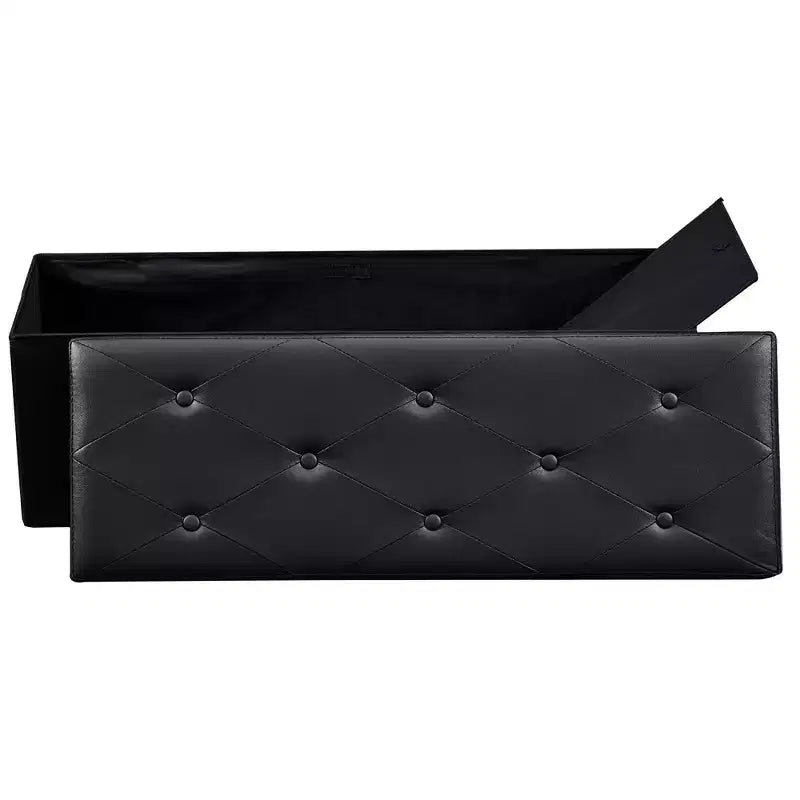 Panca pouf contenitore pieghevole, similpelle, capacità 300 kg, 40 cm L x 38 cm H