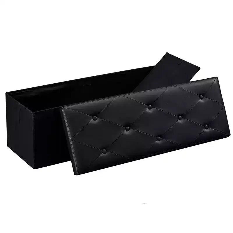 Panca pouf contenitore pieghevole, similpelle, capacità 300 kg, 40 cm L x 38 cm H