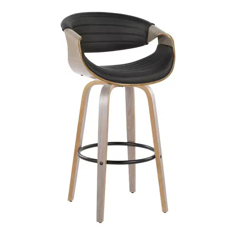 Sgabelli da bar girevoli da 30" con braccioli, ecopelle e struttura in legno, set da 2, 113 kg