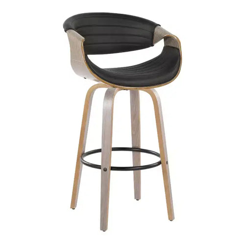 Sgabelli da bar girevoli da 30" con braccioli, ecopelle e struttura in legno, set da 2, 113 kg