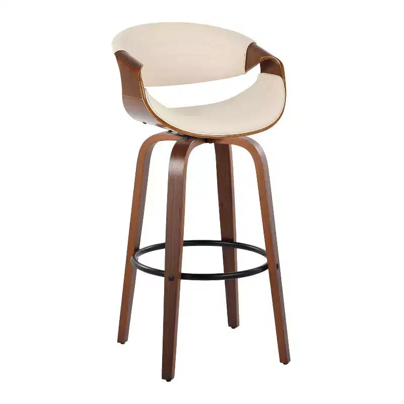 Sgabelli da bar girevoli da 30" con braccioli, ecopelle e struttura in legno, set da 2, 113 kg