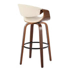 Sgabelli da bar girevoli da 30" con braccioli, ecopelle e struttura in legno, set da 2, 113 kg