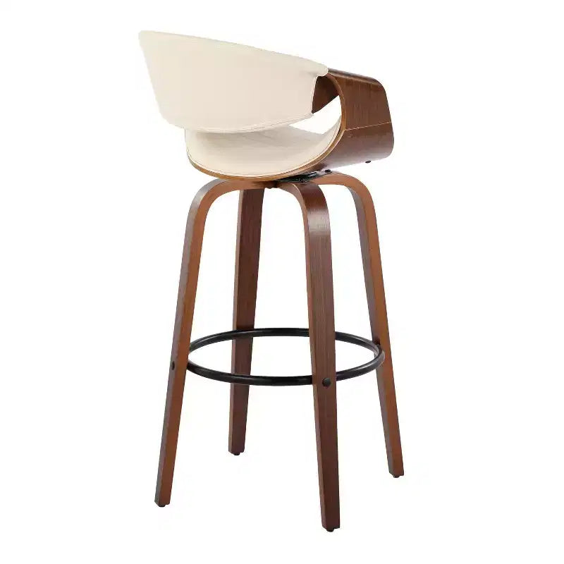 Sgabelli da bar girevoli da 30" con braccioli, ecopelle e struttura in legno, set da 2, 113 kg