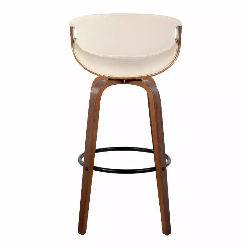 Sgabelli da bar girevoli da 30" con braccioli, ecopelle e struttura in legno, set da 2, 113 kg