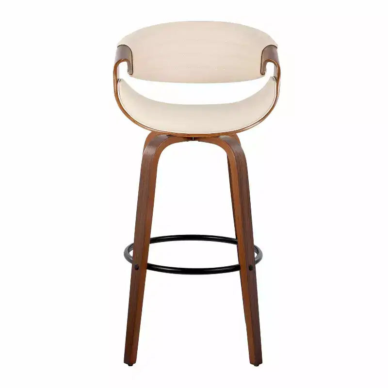 Sgabelli da bar girevoli da 30" con braccioli, ecopelle e struttura in legno, set da 2, 113 kg