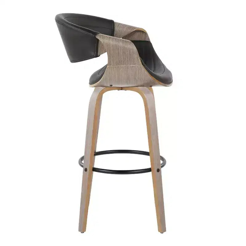 Sgabelli da bar girevoli da 30" con braccioli, ecopelle e struttura in legno, set da 2, 113 kg