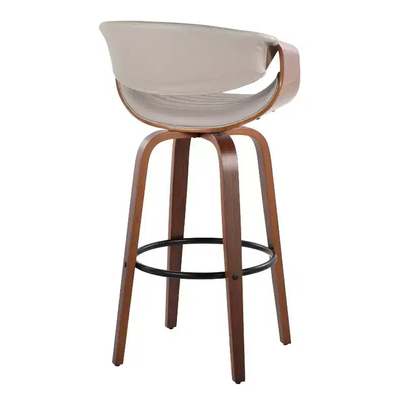 Sgabelli da bar girevoli da 30" con braccioli, ecopelle e struttura in legno, set da 2, 113 kg