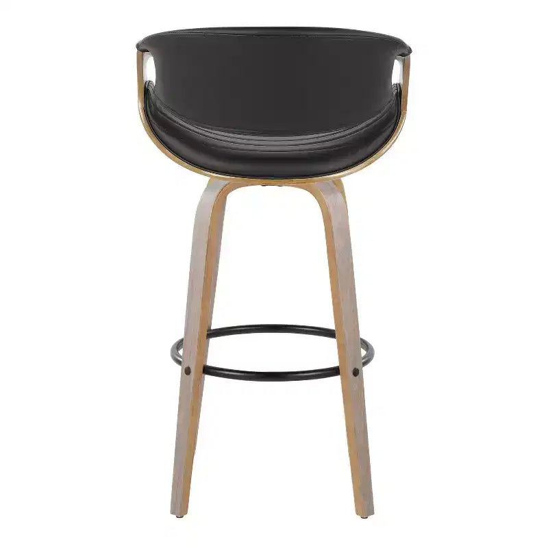 Sgabelli da bar girevoli da 30" con braccioli, ecopelle e struttura in legno, set da 2, 113 kg