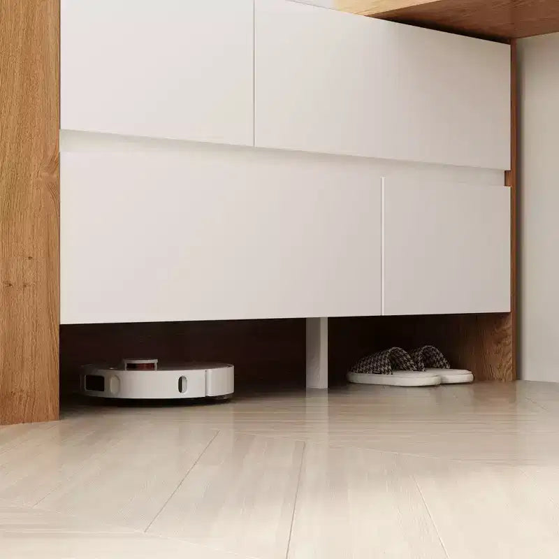 Toeletta Trucco Estensibile e Girevole con Cassetti e Scaffali, Marrone e Bianco, MDF