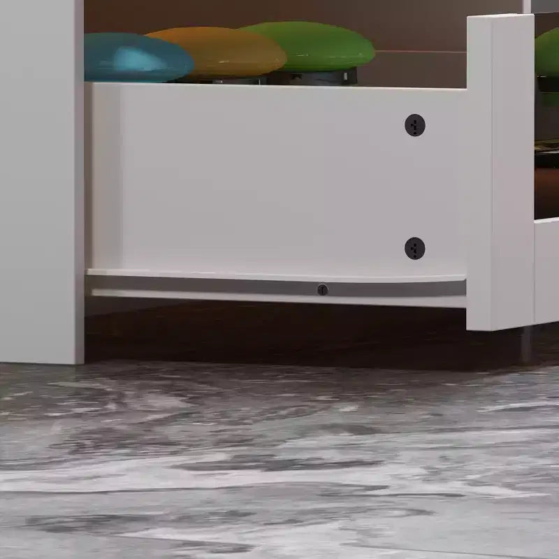 Isola da cucina bianca con 8 cassetti in vetro e piano in vetro temperato, 119 cm L x 80 cm H