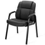 JIONJOY Office Guest Chair Leather Executive No Wheels Waiting Room Chairs | Black