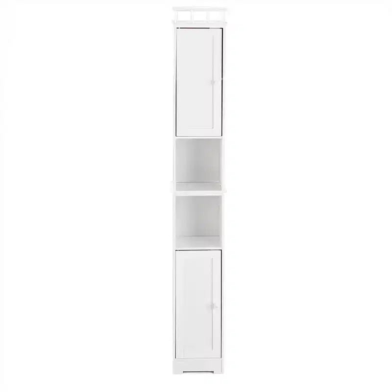 Mobiletto contenitore stretto per bagno, 4 ante e 2 ripiani aperti, 24 cm L x 20 cm P x 161 cm H